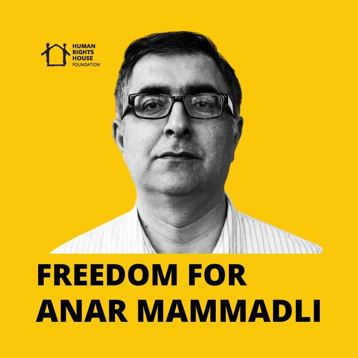 Image from Human Rights House Foundation of recently detained Azerbaijani human rights defender, Anar Mammadli